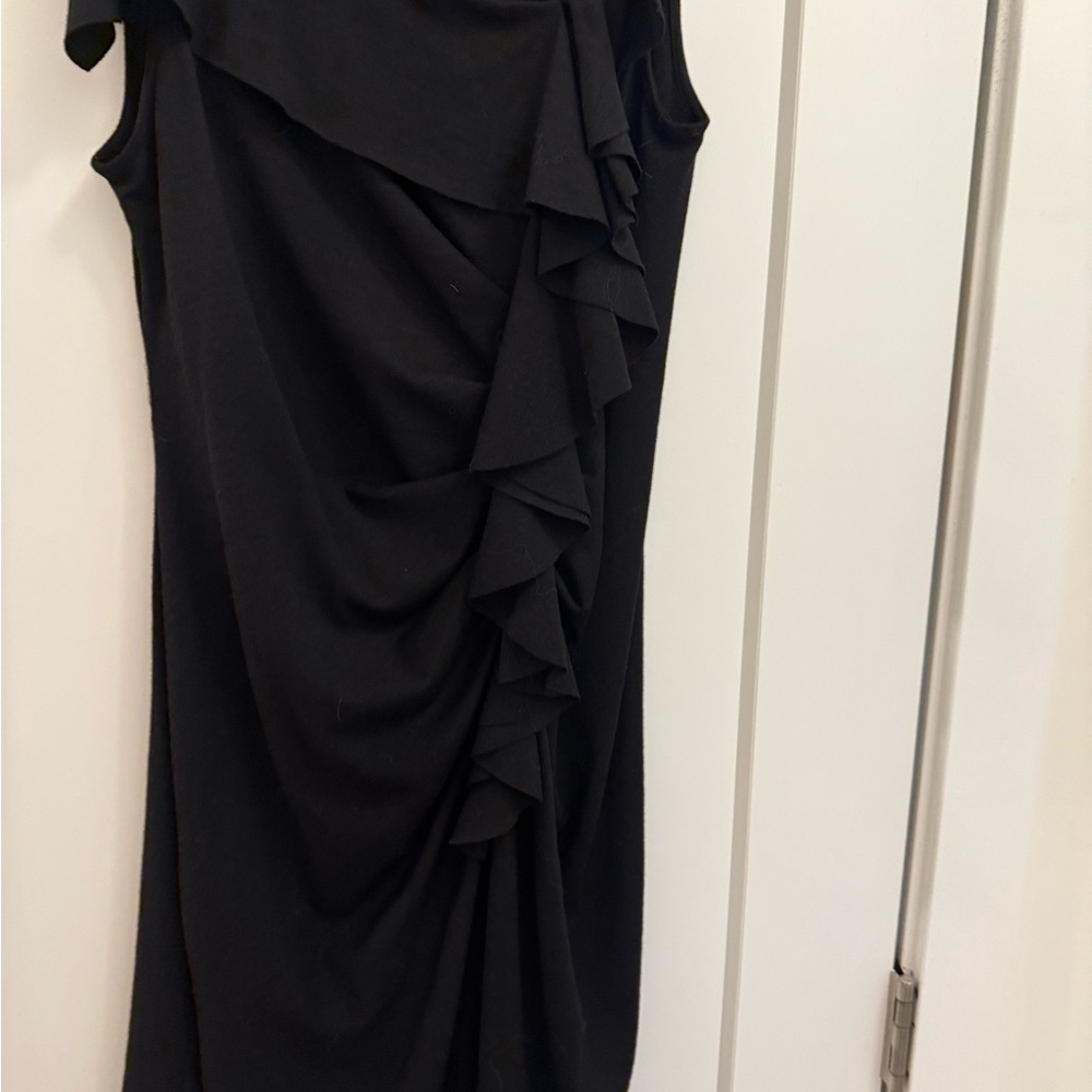 DKNY Ruched Ruffle Black Knit midi size large Excellent Condition - Picture 4 of 6